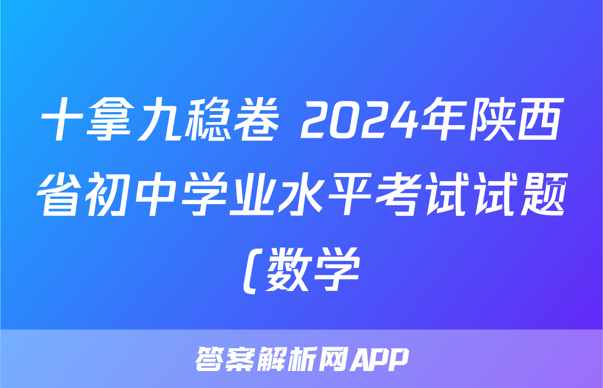 十拿九稳卷 2024年陕西省初中学业水平考试试题(数学)